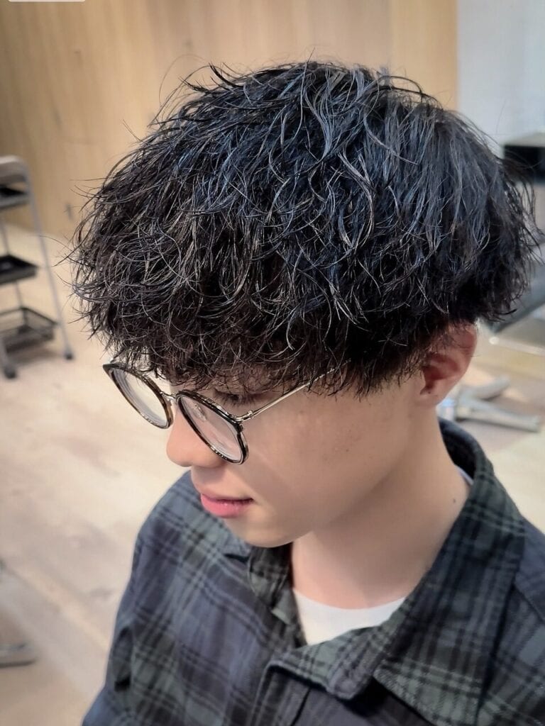 波巻きツイストスパイラルパーマ×メンズツーブロックマッシュ