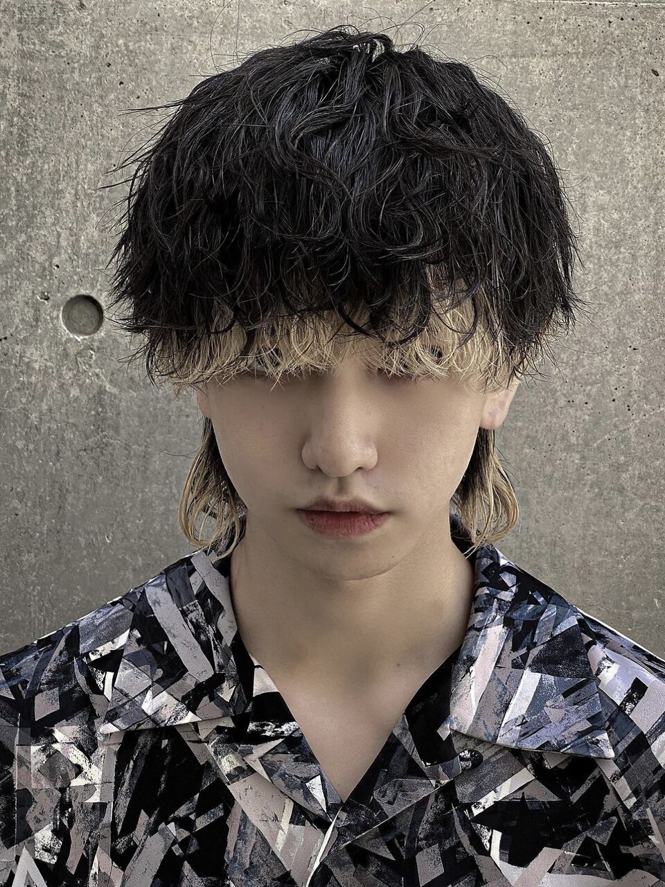 メンズウルフカット×インナーカラー