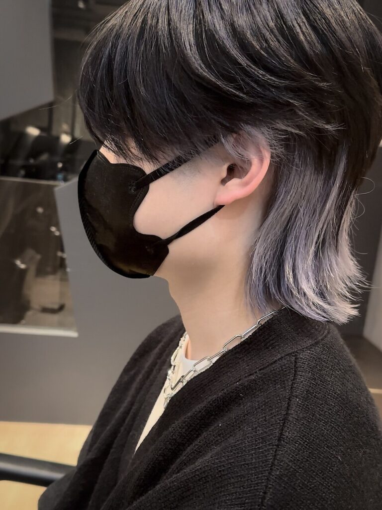 メンズロングウルフカット×インナーカラー×カルマパーマ