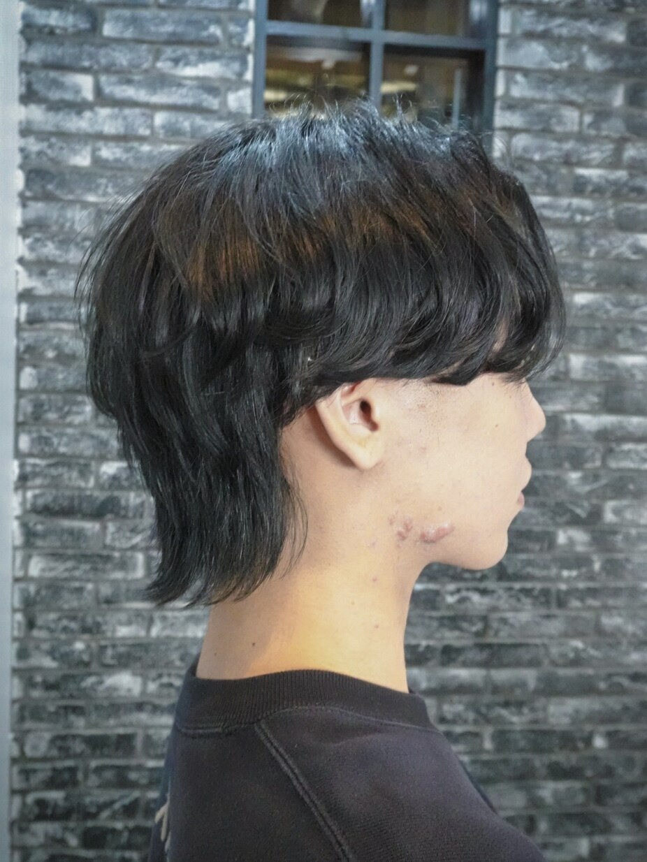 メンズウルフカット×ニュアンスカルマパーマ